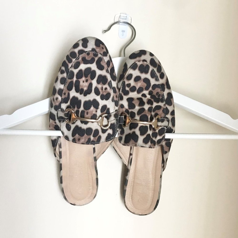 Suede Cheetah Print Mules
